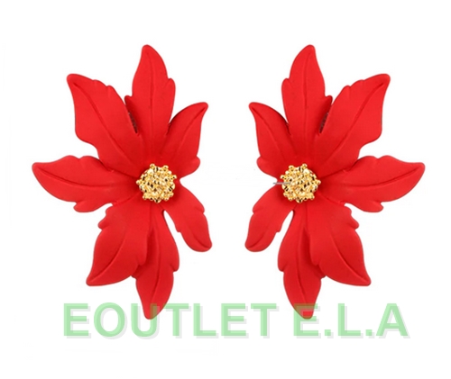 39mm RED CHRISTMAS FLOWER EARRINGS